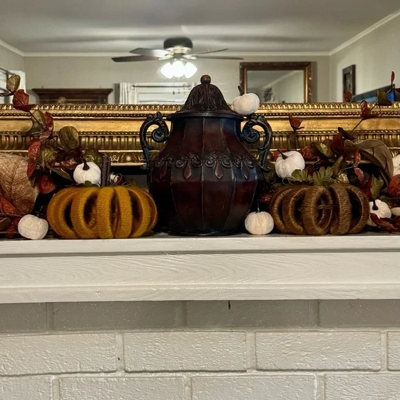 Rustic Satin Wrapped Pumpkin Decor Fall Decorations Autumn Halloween Green New - Picture 7 of 8